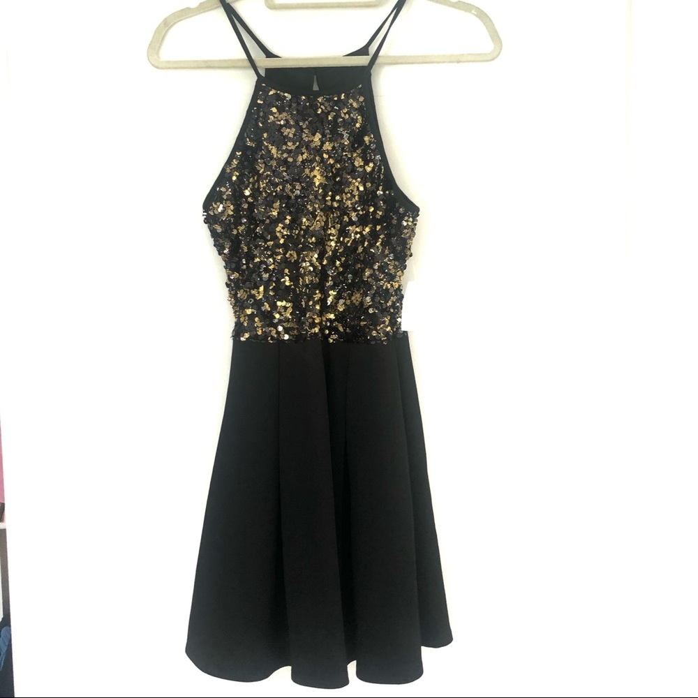 GOLD & BLACK SKATER DRESS